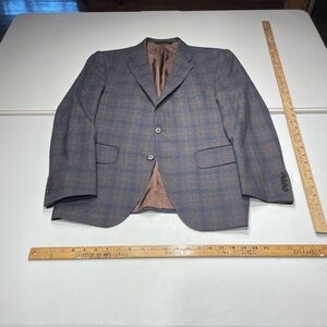 Coppley size 50/40 (medium) Brown & Blue Plaid Two-Button Sport Coat